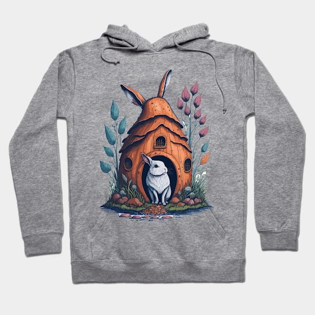 Rabbit Living in Mushroom house Hoodie by Maria Murtaza